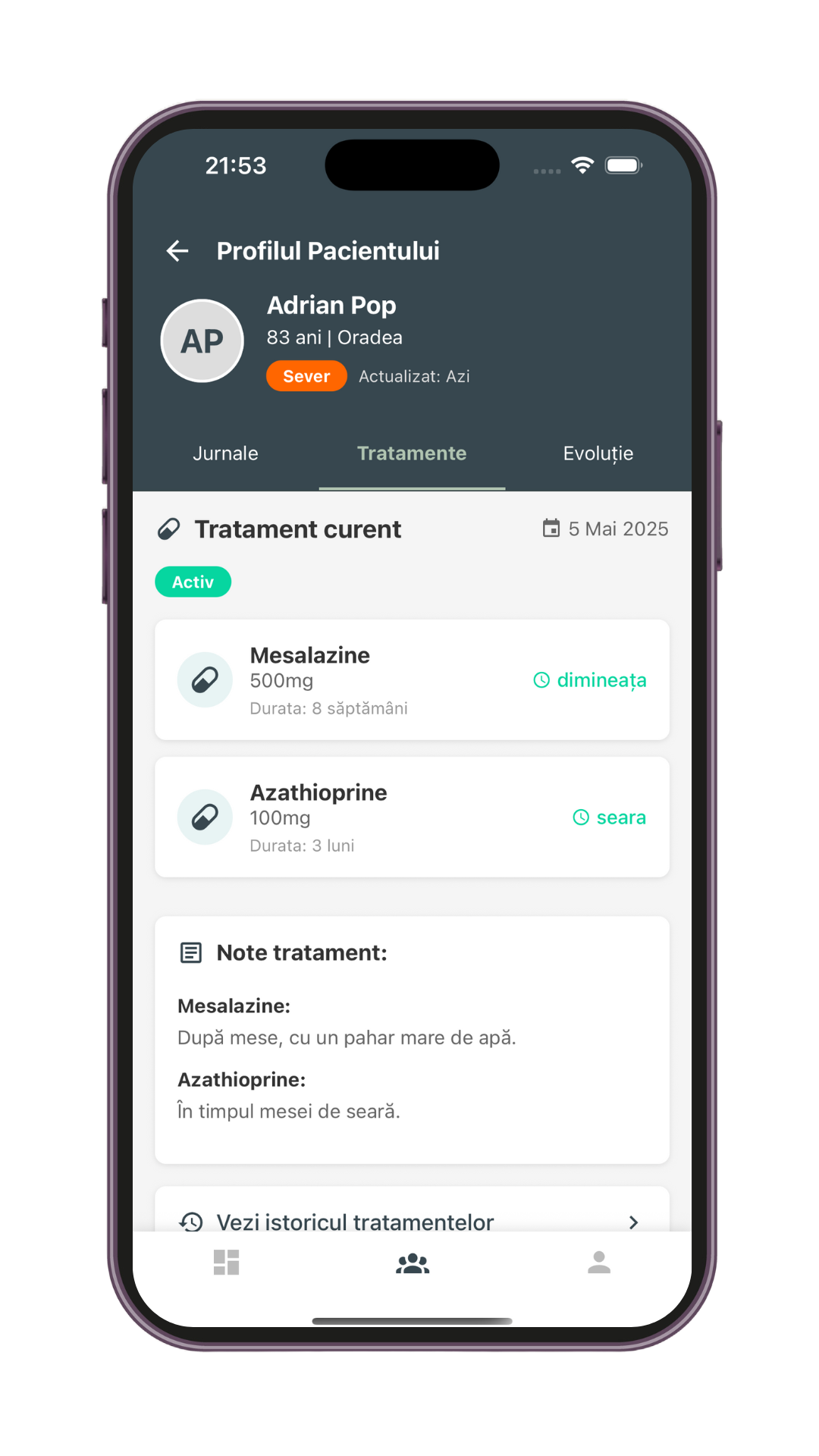 Profil pacient CrohnCare